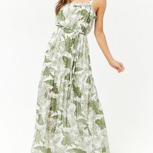 Sheer Leaf Print Maxi Dress-BRAND NEW